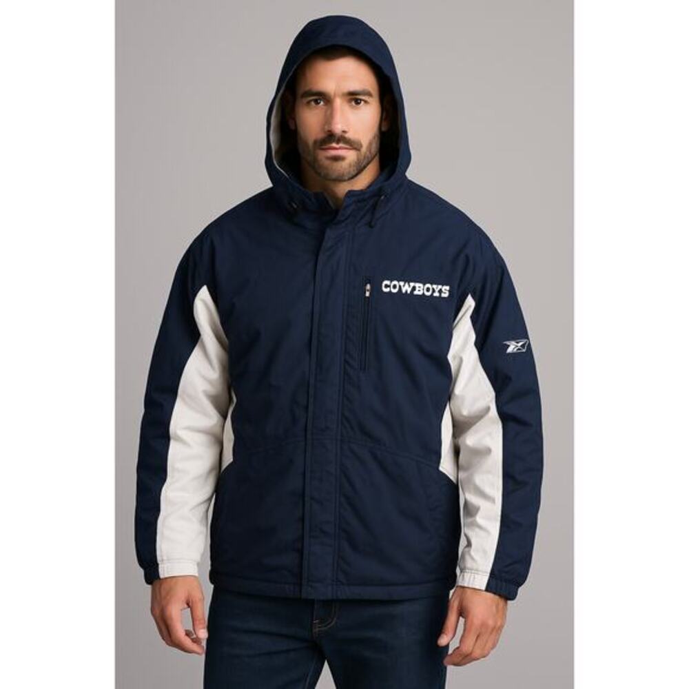 Vintage Reebok Label DALLAS COWBOYS On-Field Zippered 2XL‎ Winter Hoodie Jacket
